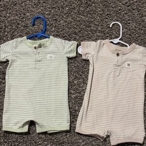 Adorable Striped Baby Rompers Duo